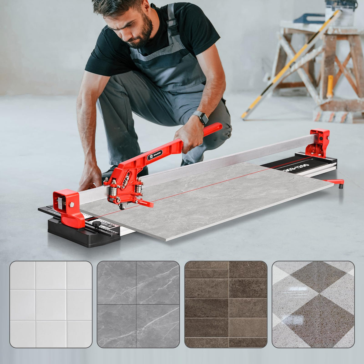 SHIJING 48-inch tile cutter for porcelain and stone projects with strong cutting performance.