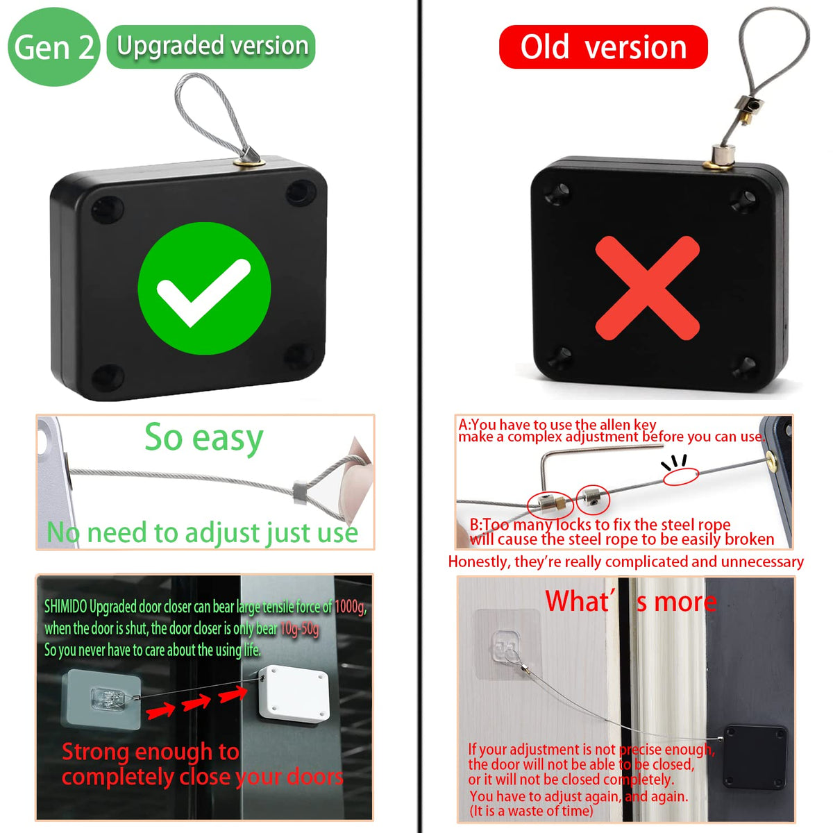 SHIMIDO door closer compatible with screen doors black for versatile use