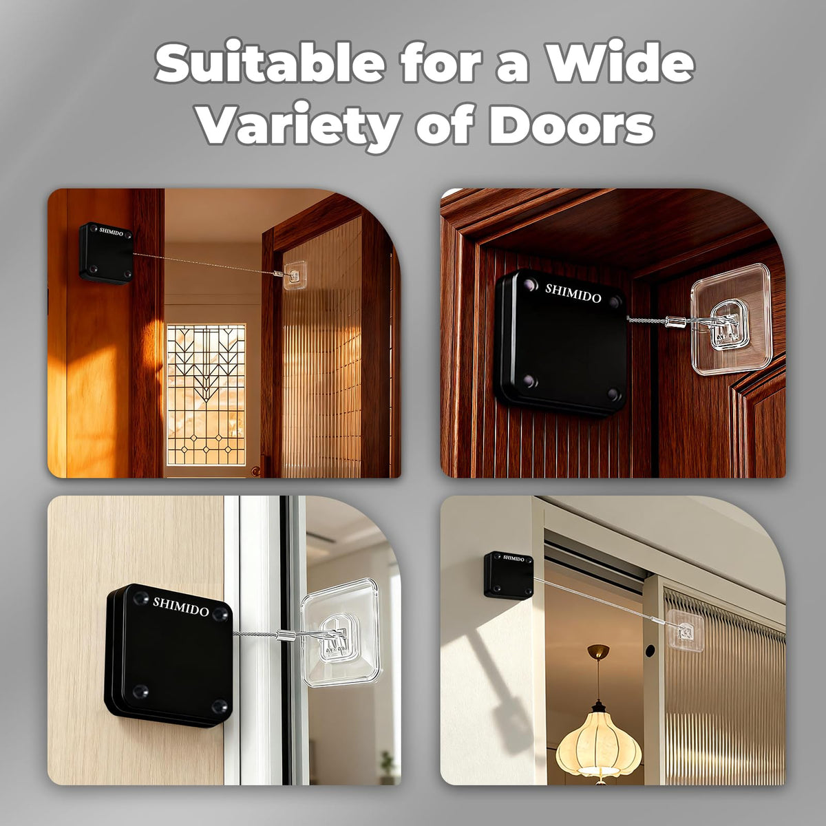 SHIMIDO retractable closer 3.5lb pull in black for reliable door control