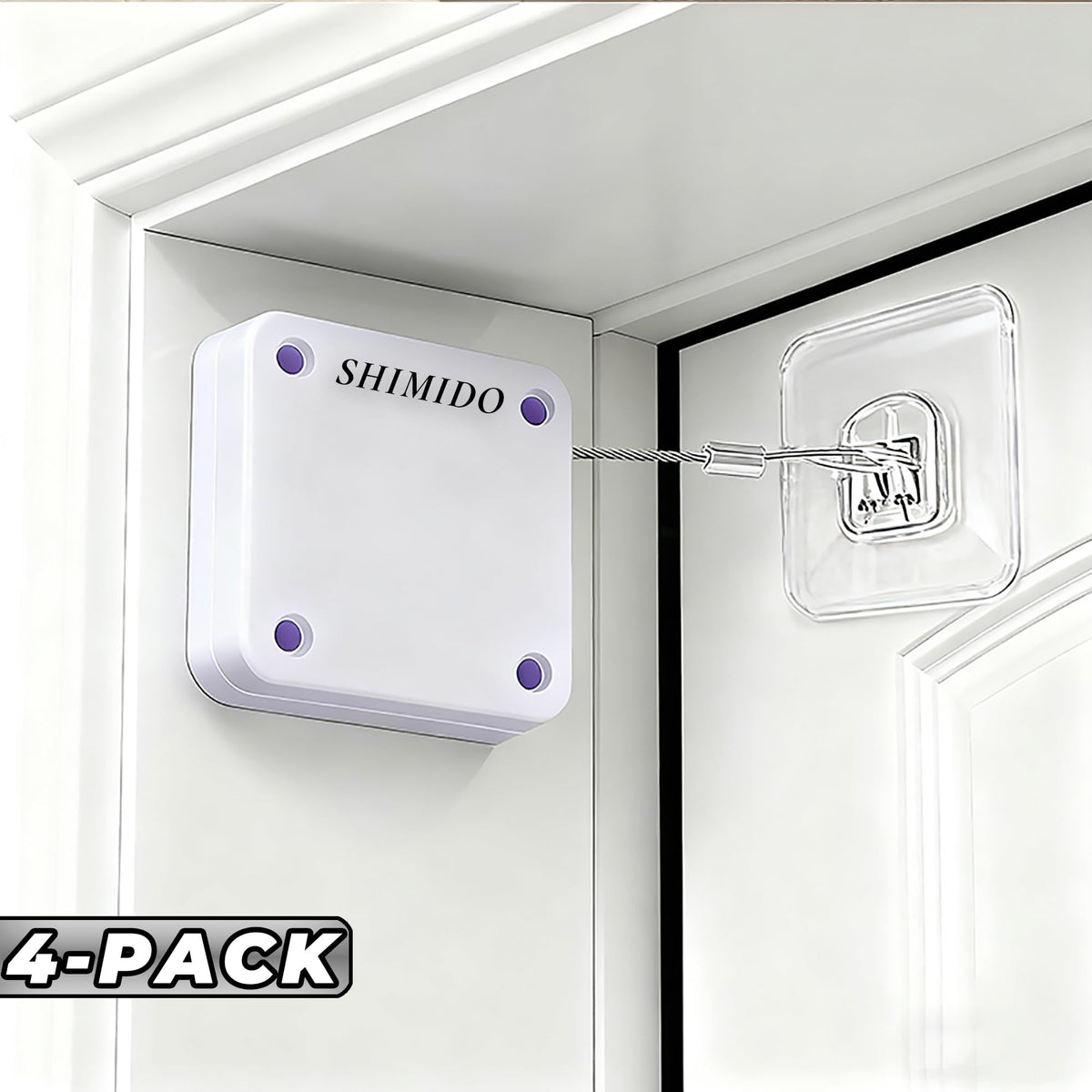 SHIMIDO door closer installation step demonstrates tool-free mounting