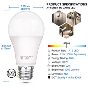 SHINE HAI A19 LED 1200lm bulb for bright, even outdoor lighting