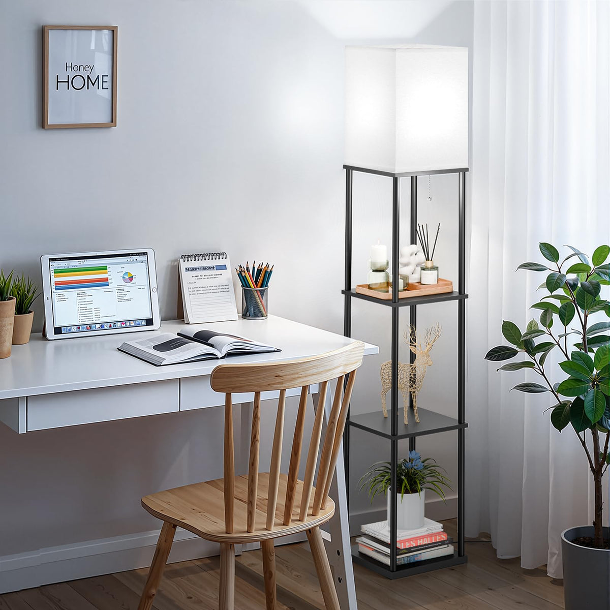 SHINE HAI fabric shade diffuses glow for soft illumination