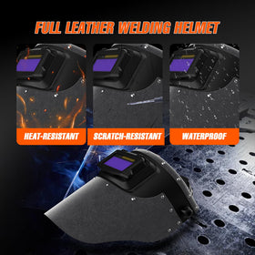 SHINE Leather helmet flip-up lens enables quick task switching.