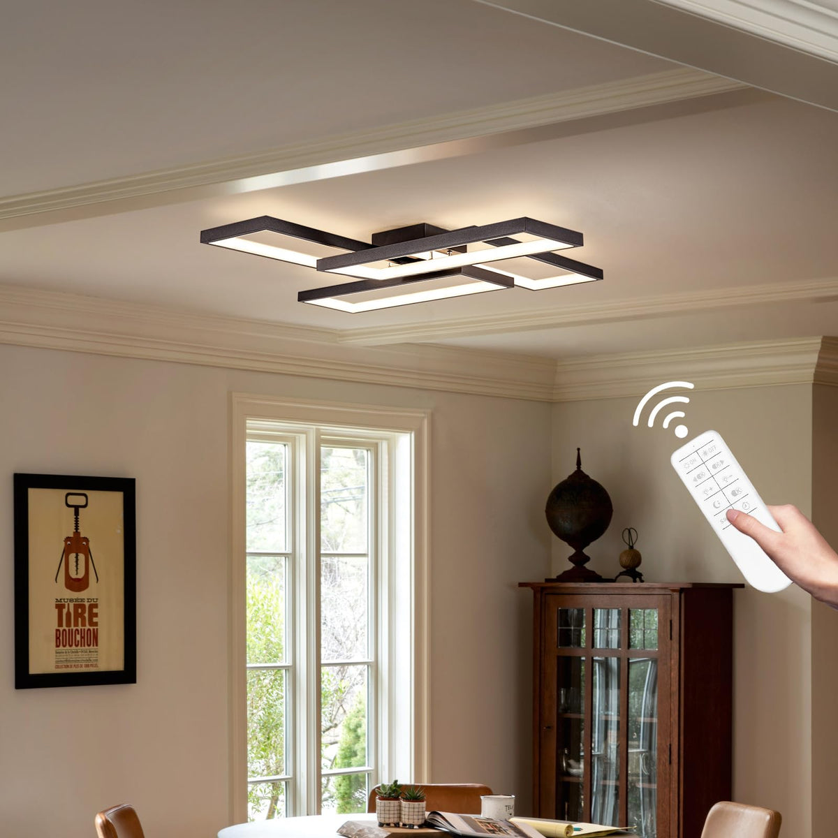 Shine LUEST black square ceiling mount complements modern decor.