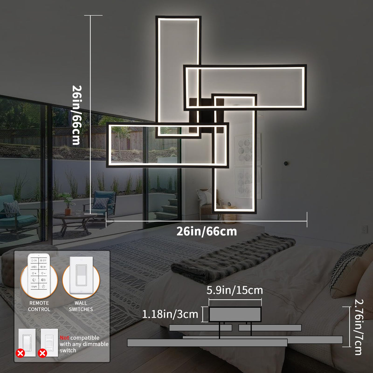Shine LUEST cool 6000K dimmable mode supports task lighting.