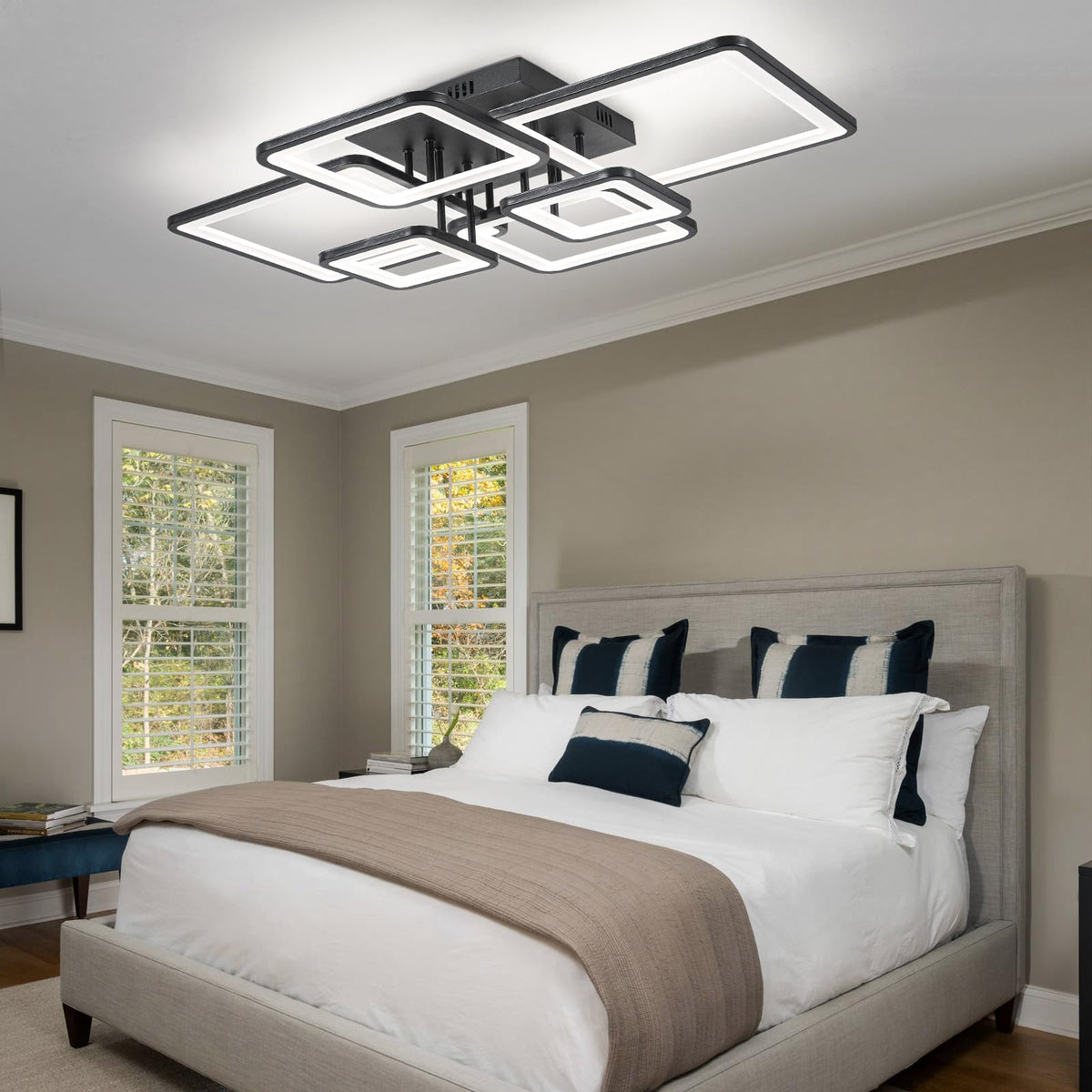 Shine LUEST 6-ring ceiling fixture brings contemporary charm to bedrooms