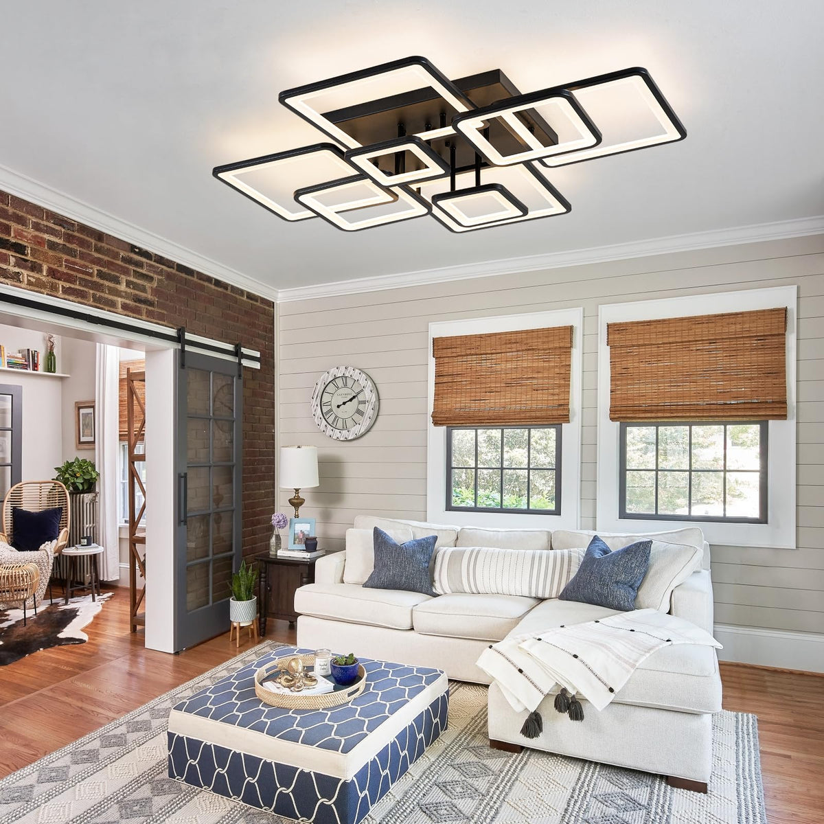 Shine LUEST large flush mount ceiling light provides broad 8000lm illumination.