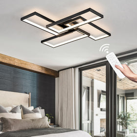 Shine LUEST square ceiling light with four-ring LEDs for even room illumination.