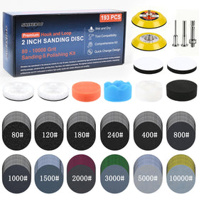Shineboc 193Pcs 2in sanding disc set, ideal for auto, metal, and wood finishing.