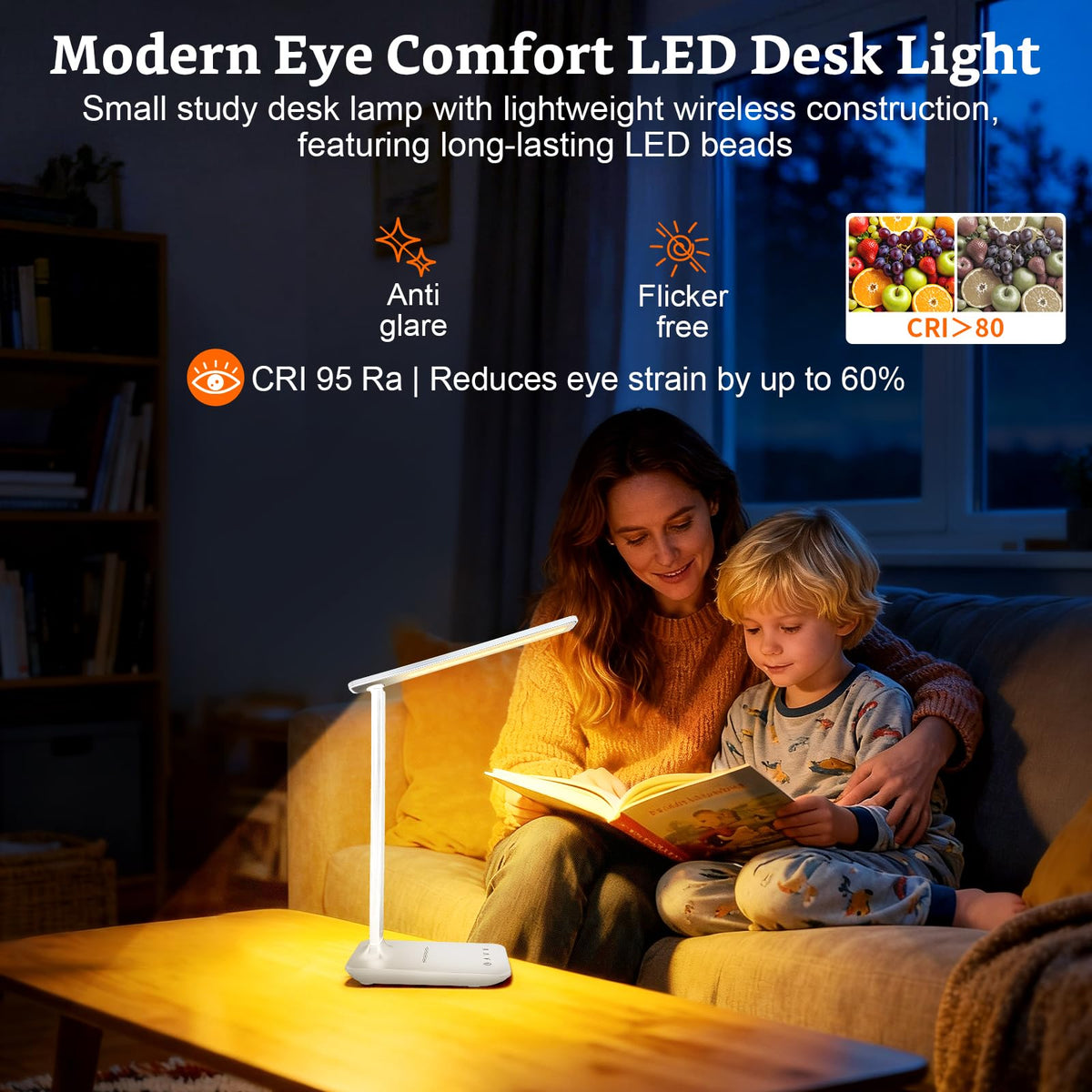 Shinelife battery-operated-desk-light enables cordless placement anywhere.