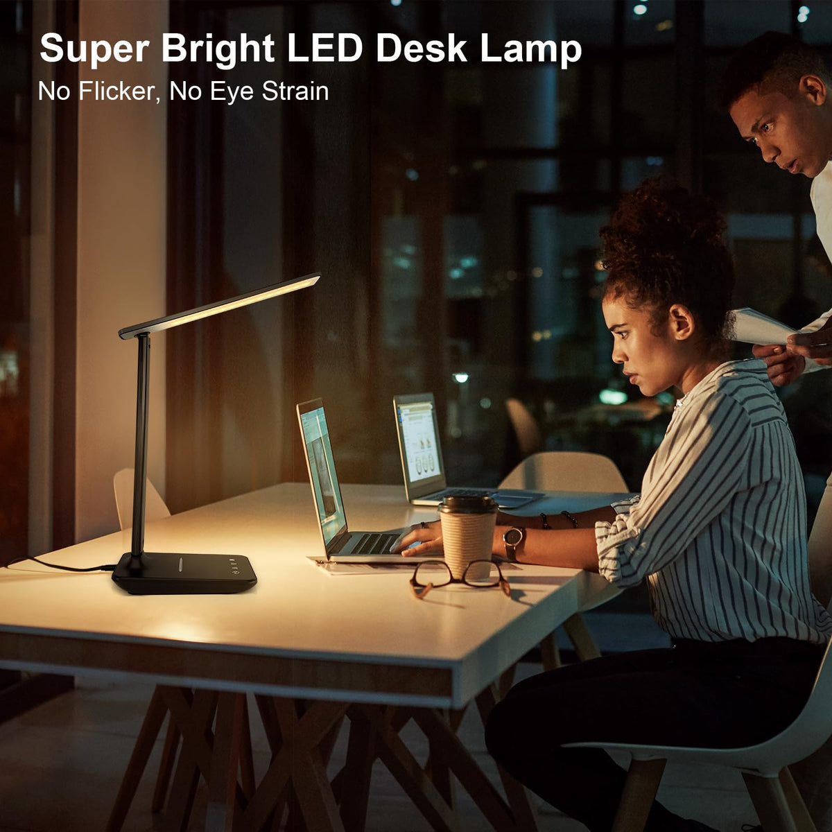 Shinelife LED desk lamp with 180-degree rotating head for precise light direction.