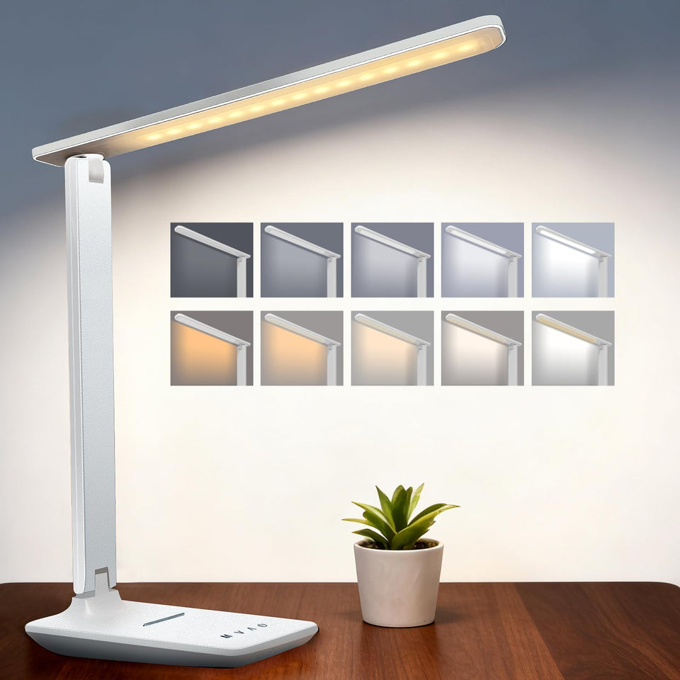 Shinelife LED portable desk lamp demonstrates bright, cordless setup for flexible work.