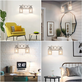 ShineTech wall mount vanity light in contemporary brushed nickel finish