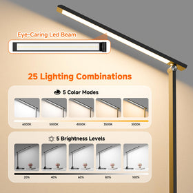 ShineTech LED Desk Lamp 120-degree beam provides even light for reading.