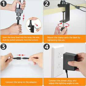 ShineTech LED lamp features 360-degree arm for flexible, precise task lighting.
