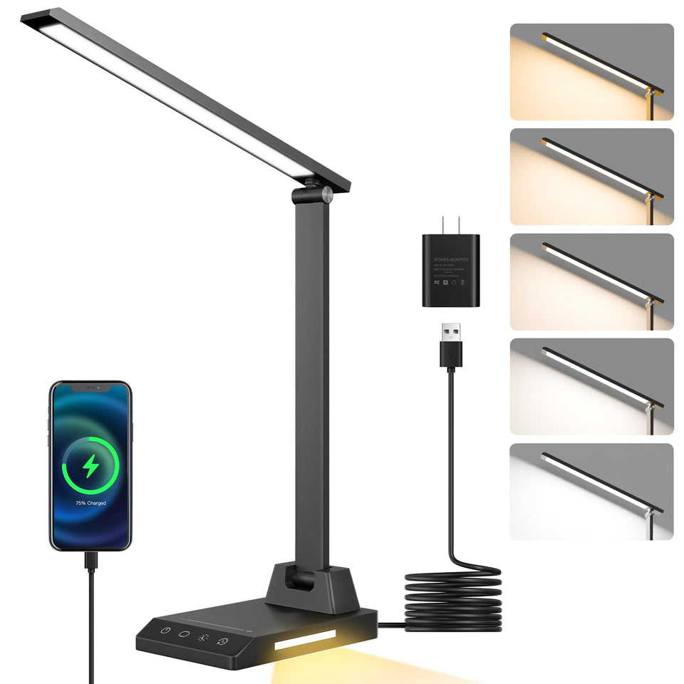 ShineTech LED Desk Lamp adjustable head-arm for precise task lighting.