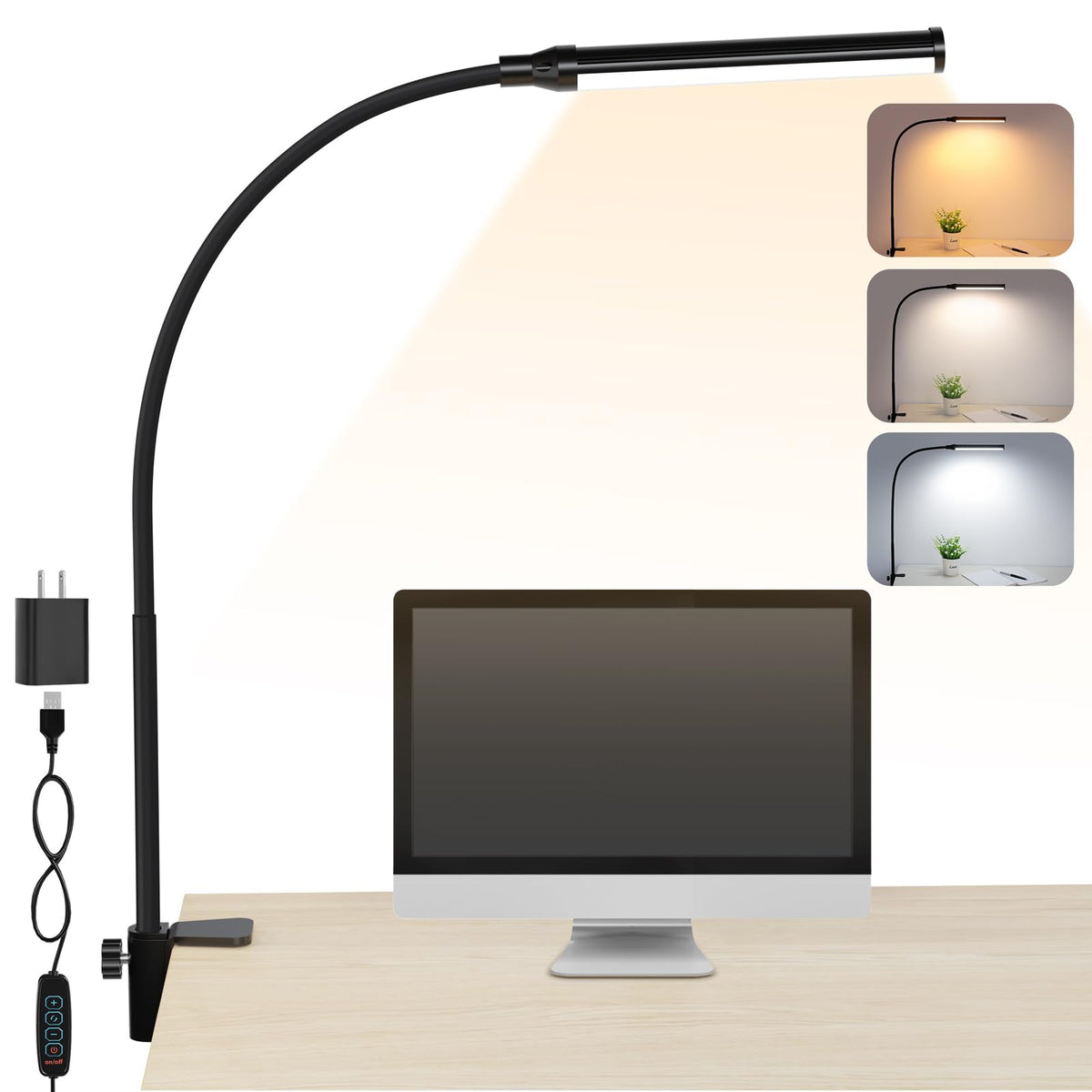 ShineTech LED desk lamp clamp-angle lighting for precise task illumination