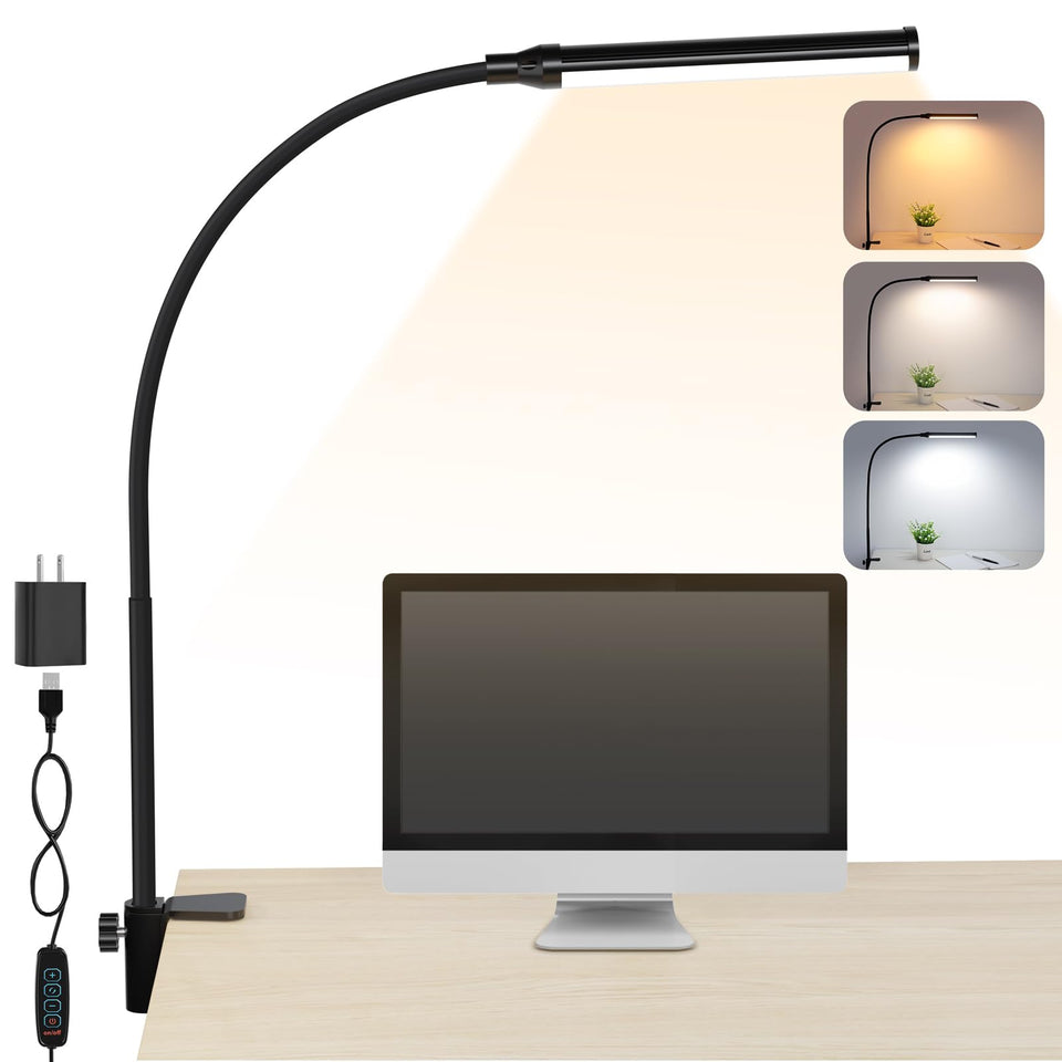 ShineTech LED desk lamp clamp-angle lighting for precise task illumination