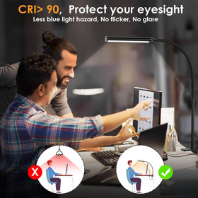 ShineTech LED desk lamp gooseneck offers 360-degree positioning for accuracy