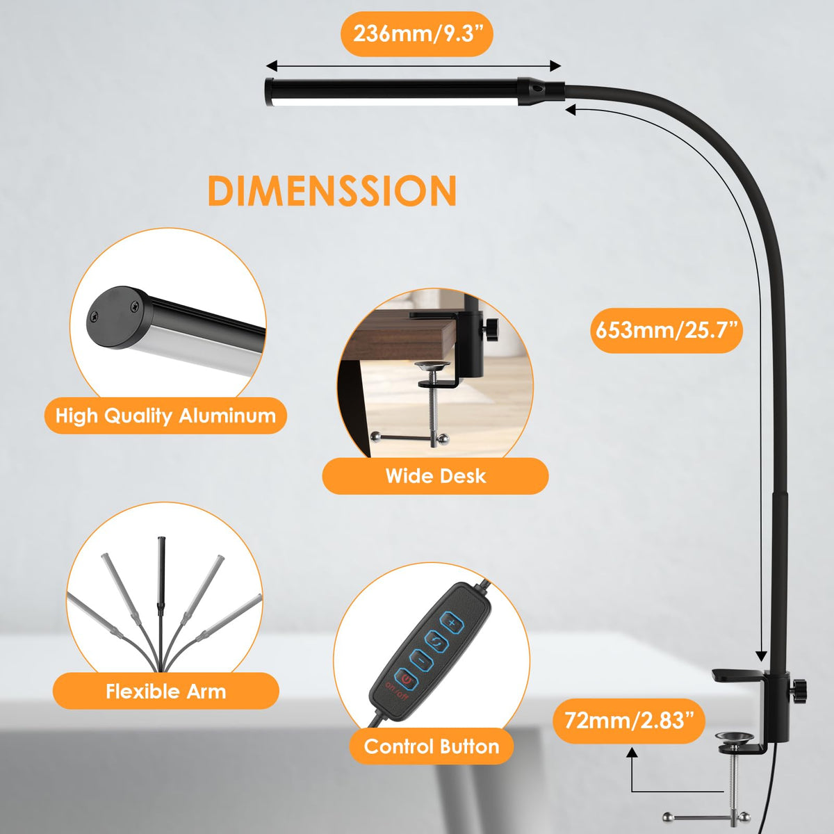 ShineTech LED desk lamp includes 5V/2A adapter for immediate use