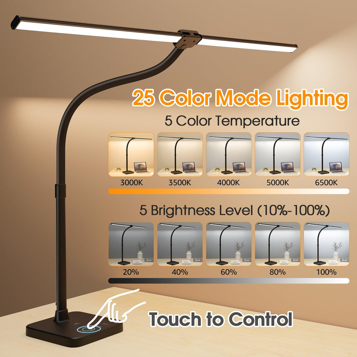 ShineTech desk lamp includes USB port for extra charging