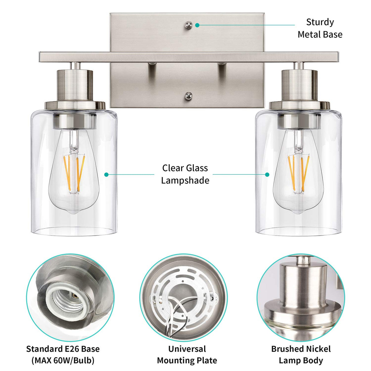 ShineTech vanity light dimensions fit different mirror sizes