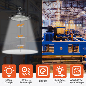 SHINEWOO 200W high bay light NA plug with 5 ft cord for easy setup