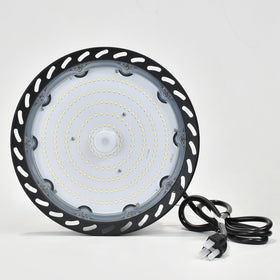 SHINEWOO LED high bay light mounted in workshop for daylight-like visibility.