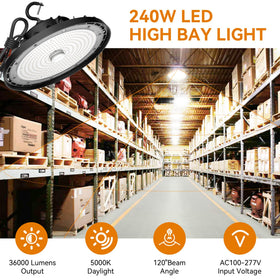 SHINEWOO UFO LED high bay light 36,000 lm for bright warehouse visibility