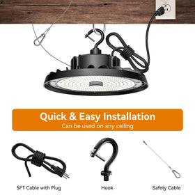 SHINEWOO UFO LED high bay light with US plug and 5 ft cord