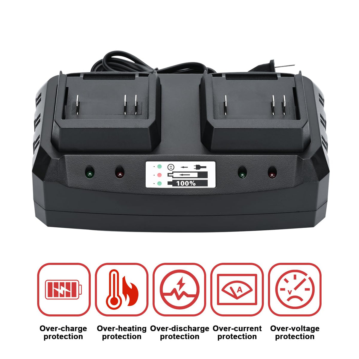 SHINTYOOL 21V charger with LED indicators to monitor charging progress