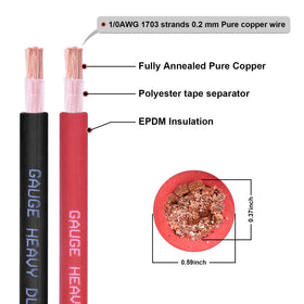 Shirbly 1/0 gauge black battery cable 10ft for robust solar and generator wiring.