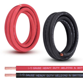 Shirbly 1/0 gauge red battery cable 10ft for strong automotive power delivery.