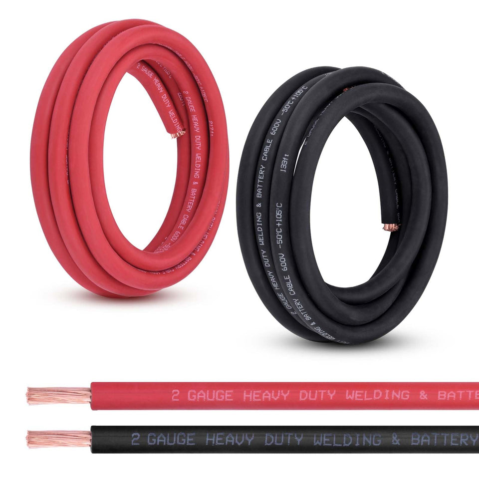 Shirbly 2 gauge battery cable red for high current automotive and solar connections