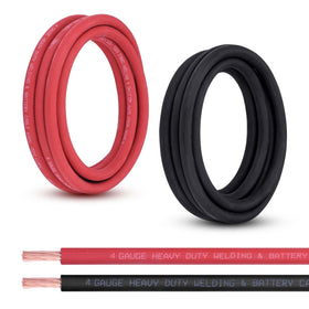 Shirbly 4 Gauge red battery cable closeup showing pure copper strands for high conductivity.