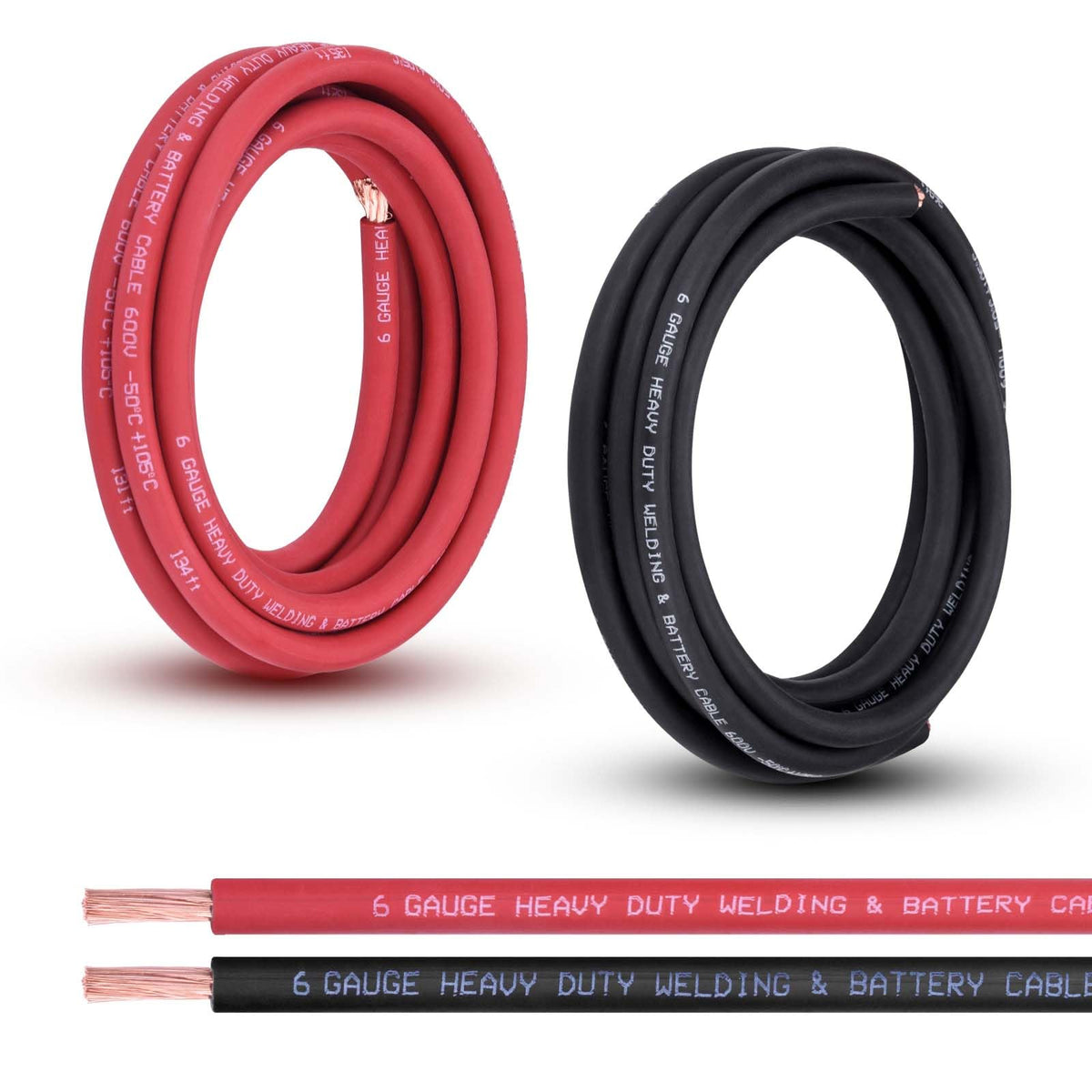 Shirbly 6-gauge red battery cable, 10ft, ideal for high-current automotive connections