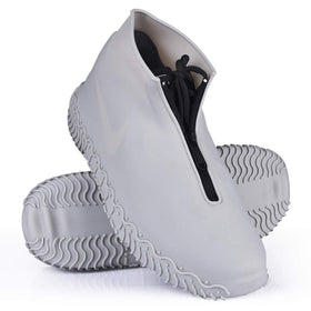Shiwely waterproof shoe cover with zipper close-up for easy on-off in wet weather.