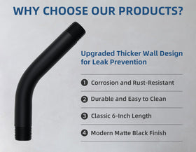 SHLLKTTRY matte black finish on 6-inch curved arm