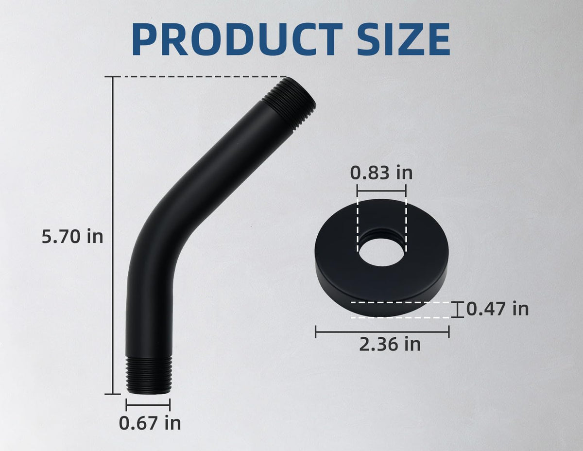 SHLLKTTRY brass shower arm with 1/2-inch threaded outlet for easy installation