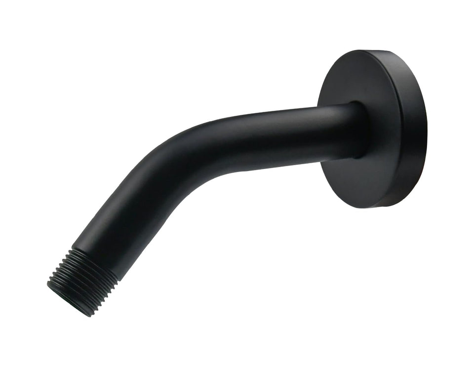 SHLLKTTRY wall-mounted brass shower arm with flange and matte black finish for a sleek upgrade
