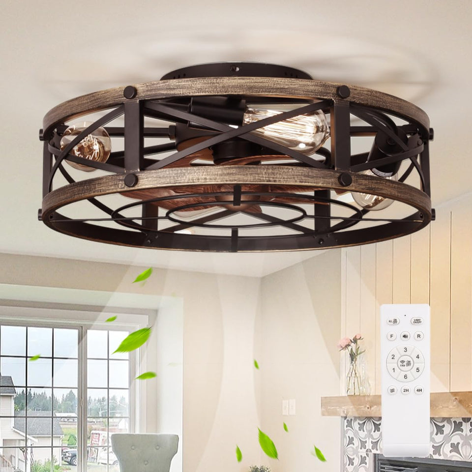 SHLUCE 19-inch farmhouse fandelier with light, quiet and efficient cooling for kitchen.