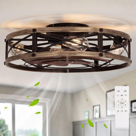 SHLUCE 22-inch farmhouse ceiling fan with light enhances rustic style and cooling.