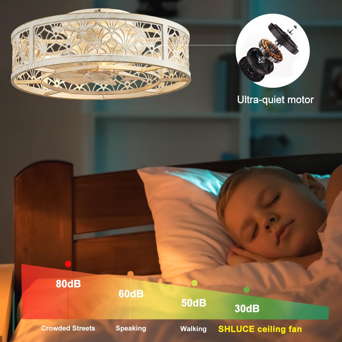 Shluce white gold finish fandelier adds rustic charm and modern lighting.