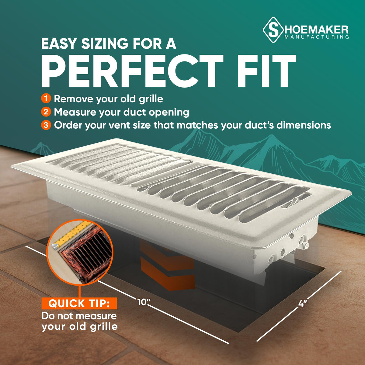 Durable steel construction floor register by Shoemaker