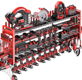 Shomextol 49.8-inch wall mount tool organizer with 4 layers stores bulky tools neatly and keeps workspace tidy.