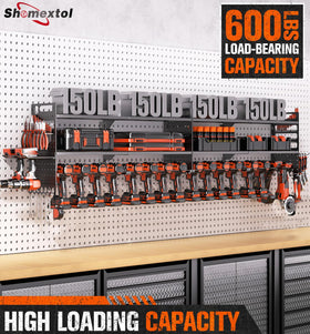 Shomextol heavy-duty tool rack supports up to 600 lbs securely.