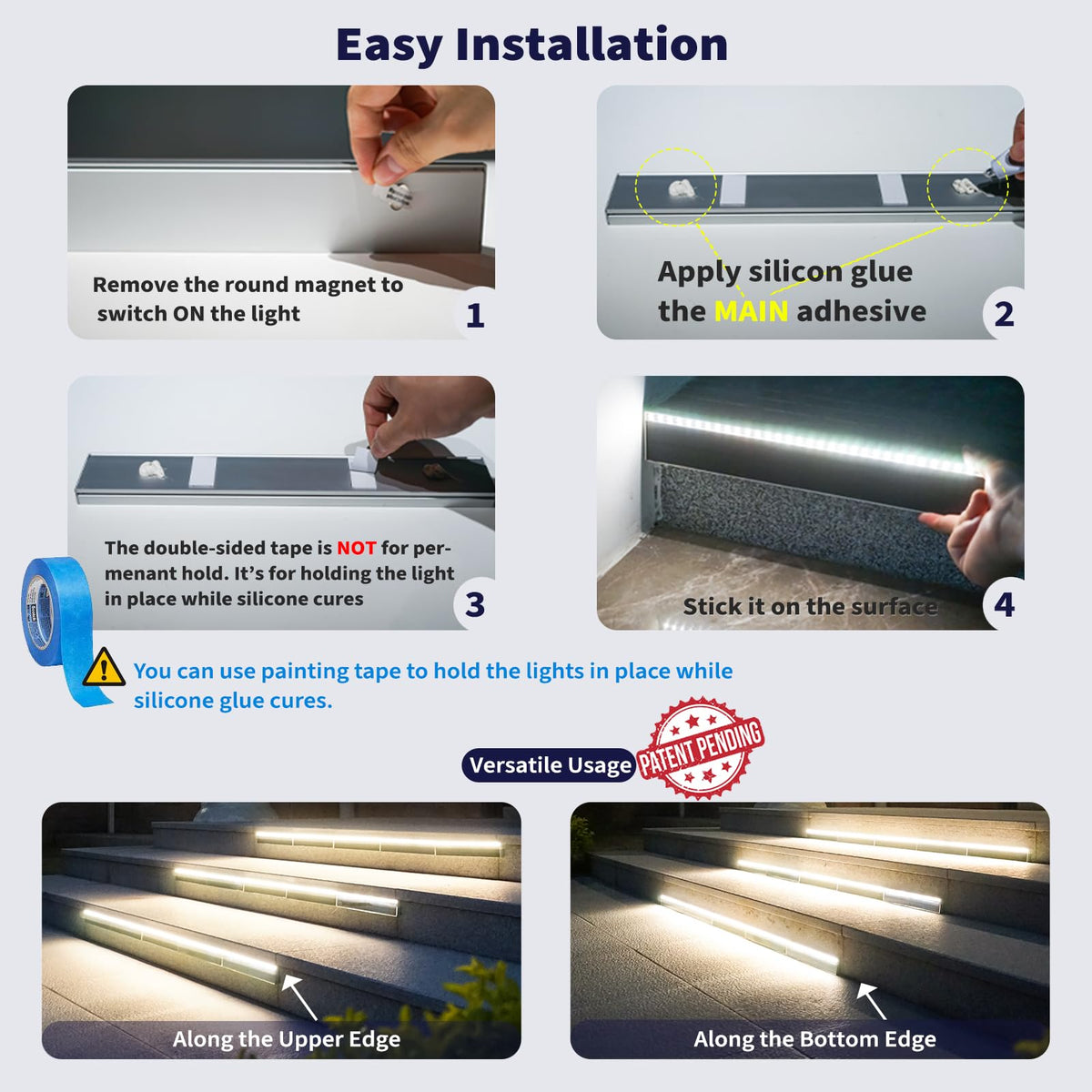 SHONELIGHTING solar step light on stair riser for improved nighttime visibility.
