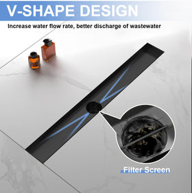 ShootWin tile-insert grate provides invisible tile look and thin tile compatibility.