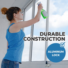 Shop Square vinyl-lined lock protects windows while preventing frame damage.