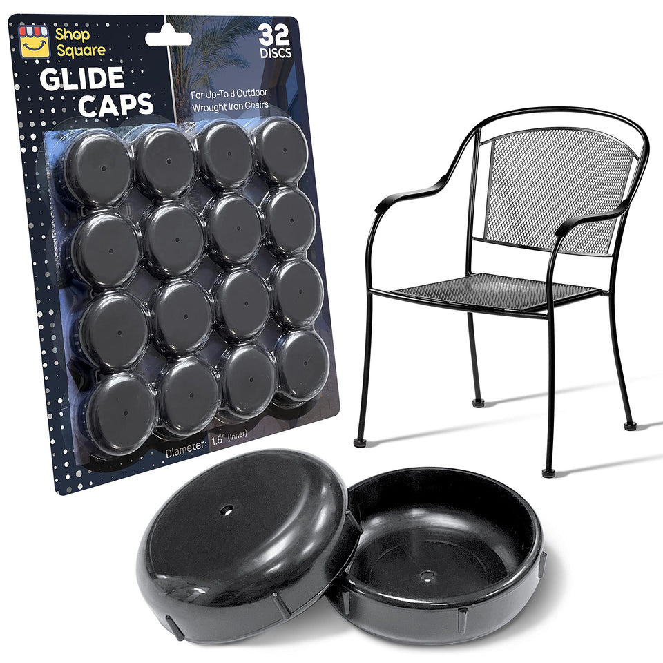 Shop Square wrought iron feet cap on a chair leg protects floors and eases movement.
